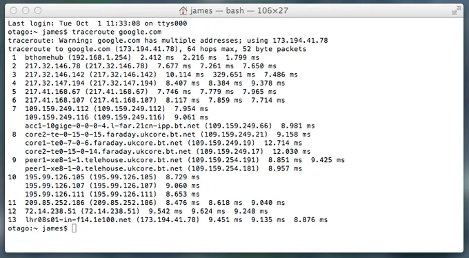 traceroute Mac